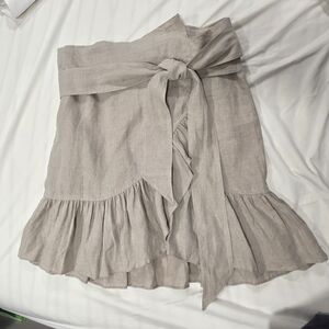Elegant Beige LINEN  Ruffle Skirt